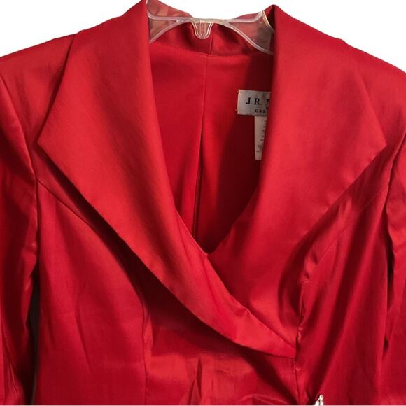 J. R. Nites by Caliendo Jacket Size 10 Vintage Red Rhinestone Buckle Zip Back - Picture 3 of 15